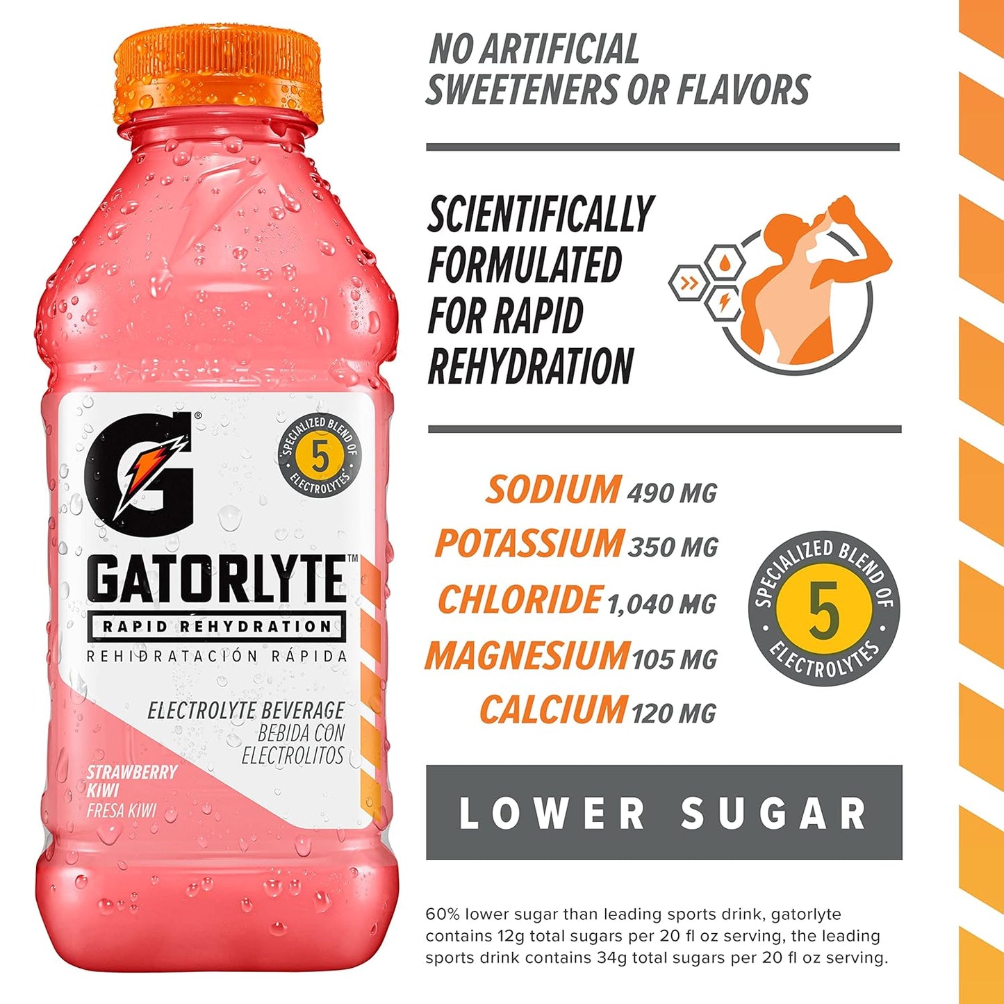 Gatorlyte Rapid Rehydration Electrolyte Drink, Special Blend of 5 Electrolytes, 20 fl oz Bottles (Pack of 12)