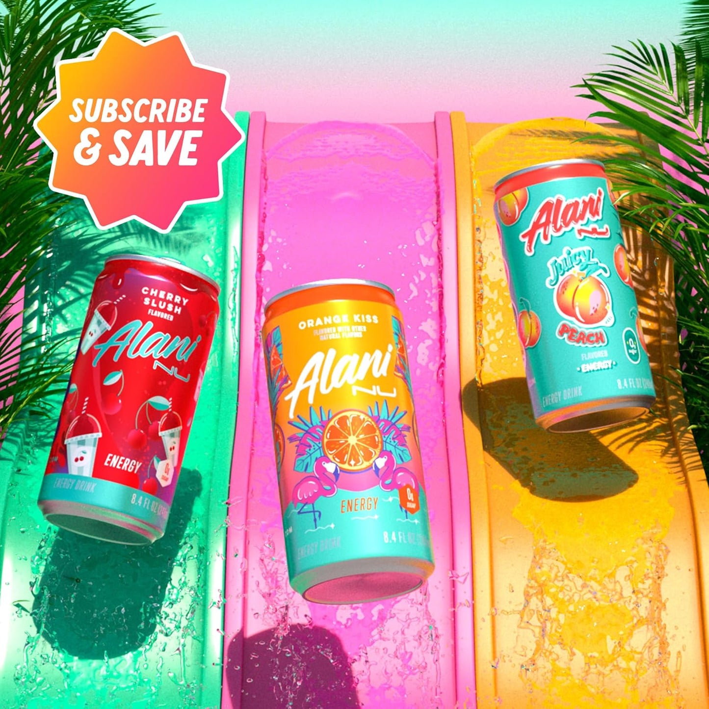 Alani Nu Variety Pack (Cherry Smoothie, Juicy Peach, Orange Kisses), 8 fl oz Cans, 12 Count