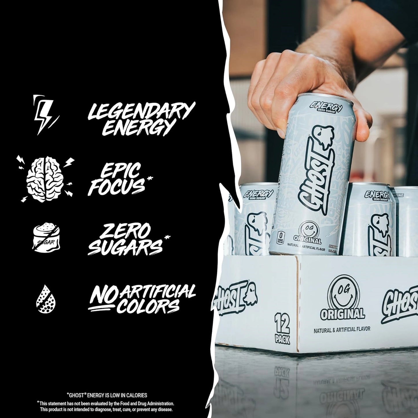 GHOST Energy Drink - 12 Pack, 16 oz - Energy & Focus - 200 mg Natural Caffeine, L-Carnitine & Taurine