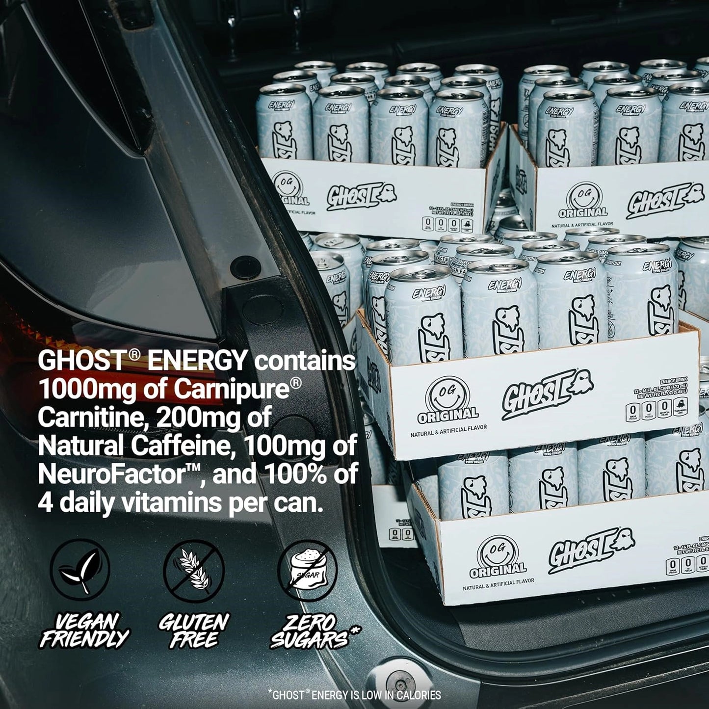 GHOST Energy Drink - 12 Pack, 16 oz - Energy & Focus - 200 mg Natural Caffeine, L-Carnitine & Taurine