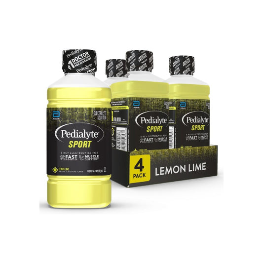 Pedialyte Sports Electrolyte Drink with 5 Key Electrolytes, 1 Liter, 4 Bottles