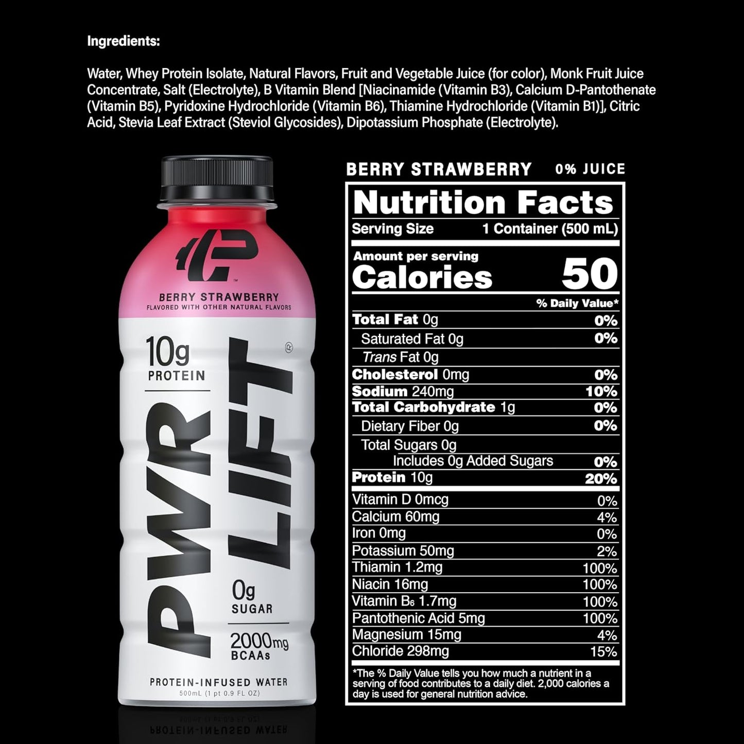 PWR LIFT Whey Protein Water Sports Drink | Post-Workout Energy Drink | 16.9 oz (Pack of 12)
