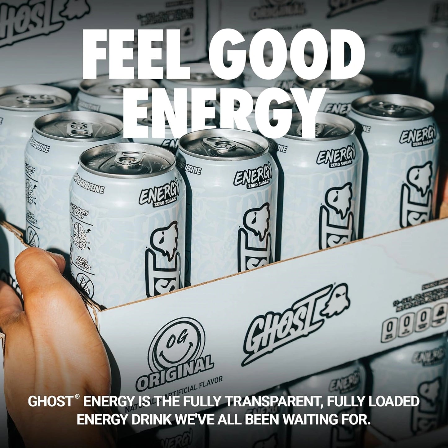 GHOST Energy Drink - 12 Pack, 16 oz - Energy & Focus - 200 mg Natural Caffeine, L-Carnitine & Taurine